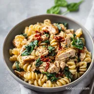 Chicken Feta Spinach Pasta with Sun Dried Tomato Oil