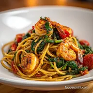Tomato Spinach Shrimp Pasta for 4 Servings