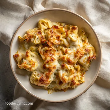 Alfredo Tortellini Bake with Chicken: 30 Min Recipe Card