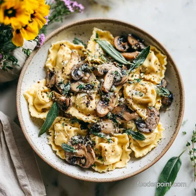 Cheese Tortellini with Garlic Butter Mushrooms in 20 Minutes Recipe Card