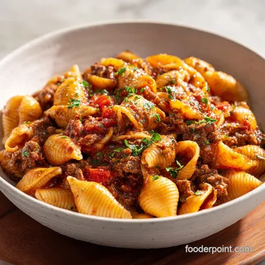 Creamy Beef and Shells in 30 Minutes Recipe Card