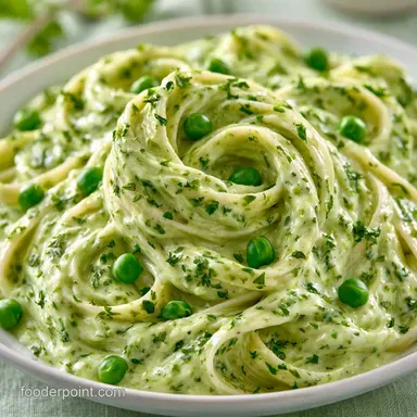 Creamy Peas and Mint Pasta in 20 Minutes Recipe Card