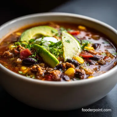 Creamy Taco Soup in 30 Minutes with Ground Beef and Cream Cheese Recipe Card