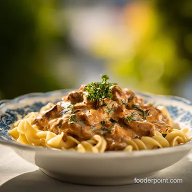 Chicken Stroganoff for 4 Servings Recipe Card