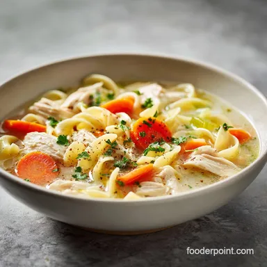 Easy Creamy Chicken Noodle Soup in 30 Mins Recipe Card