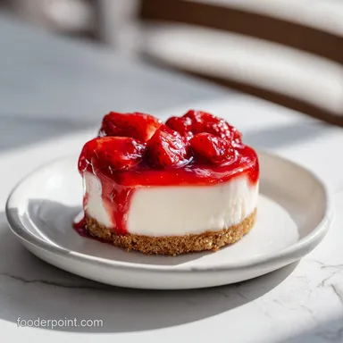 Easy No Bake Strawberry Cheesecake with Graham Cracker Crust Recipe Card