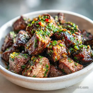 Garlic Butter Steak Bites Recipe for 4 Servings Recipe Card