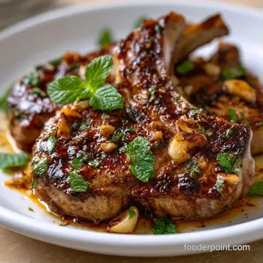 Garlic Lamb Chops with Mint for 4 Servings Recipe Card