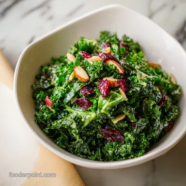 Healthy Kale Salad Recipe for 4 Servings with Silky Texture Recipe Card