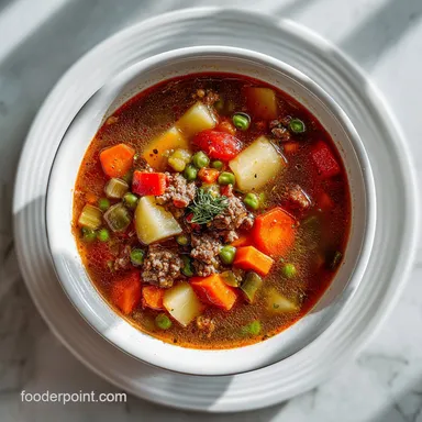 Homemade Vegetable Beef Soup for 8 Servings Recipe Card