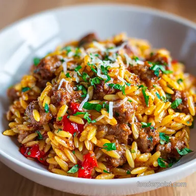 Italian Sausage Orzo in 25 Minutes Recipe Card