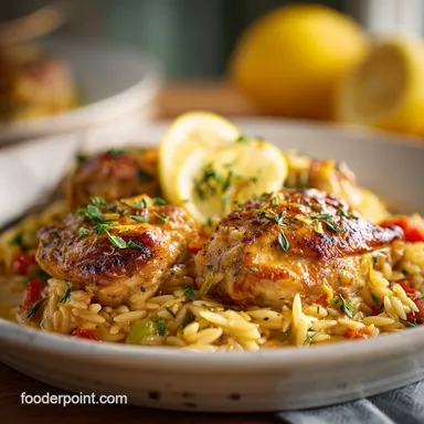 Lemon Chicken Orzo for 4 Servings: Silky Recipe Card