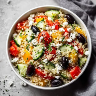 Mediterranean Quinoa Salad for 6 Servings Recipe Card