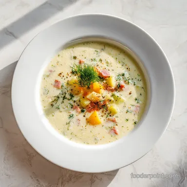 Polish Dill Pickle Soup Smoked Ham Recipe for 6 Recipe Card