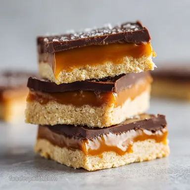 Salted Caramel Butter Bars Recipe with Buttery Shortbread Layers Recipe Card