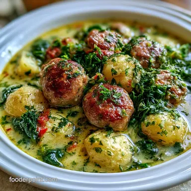 Sausage Bacon Potato and Kale Soup for 6 Recipe Card