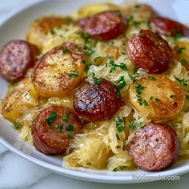 Sausage Sauerkraut Skillet in 30 Minutes Recipe Card