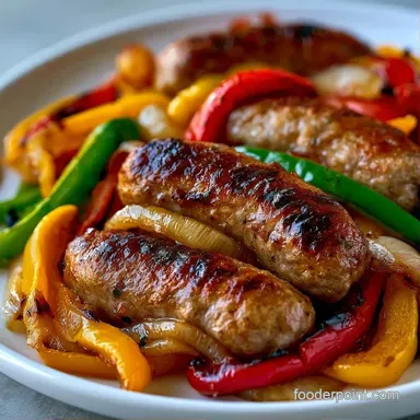 Sausage and Peppers for 4 Servings Recipe Card