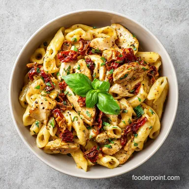 Sun Dried Tomato Chicken Pasta in 30 Minutes for 4 Servings Recipe Card