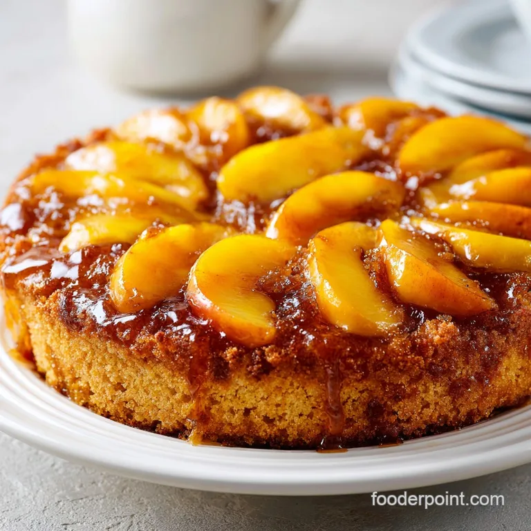 A warm slice of cobbler on a white plate with a melting scoop of vanilla cream and a dusting of cinnamon.