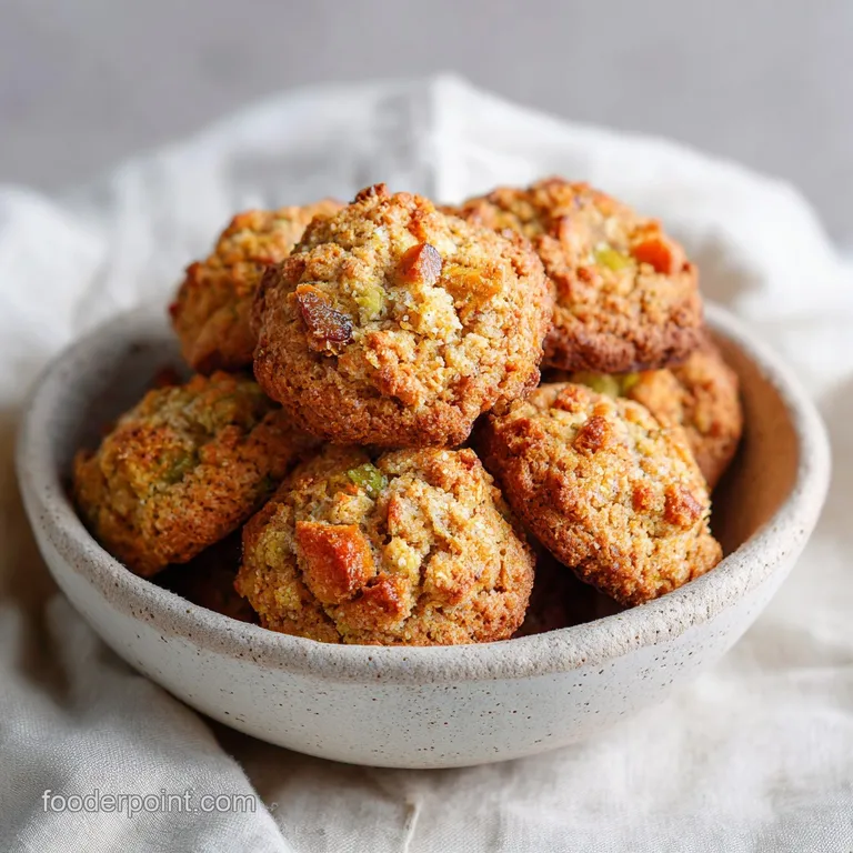 A neat stack of soft banana cookies, topped with a delicate drizzle of caramel, on a white ceramic plate.