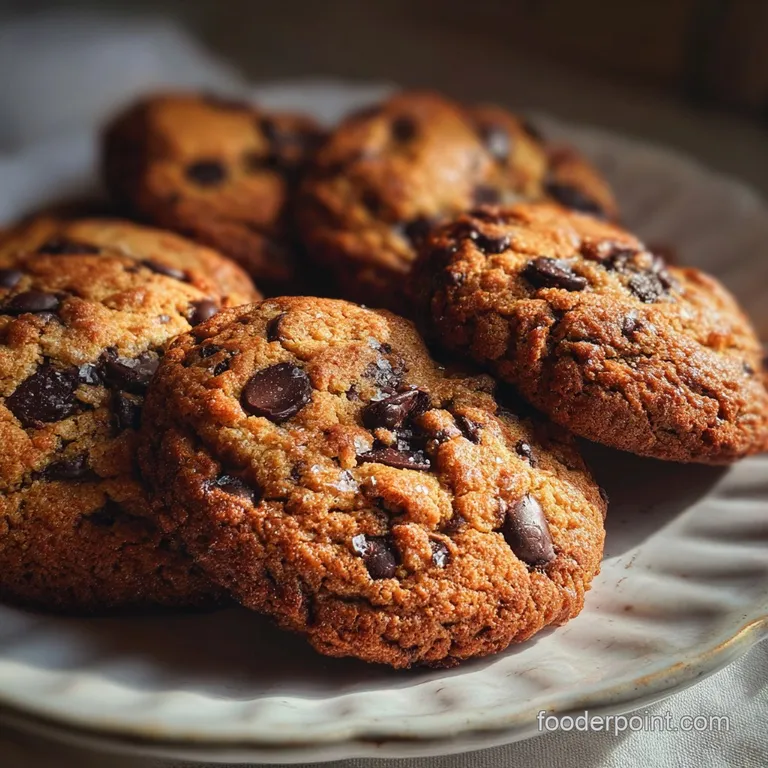 Stack of soft chocolate chip cookies served on a linen napkin. Crumbly edges and glistening chocolate chips invite a bite.