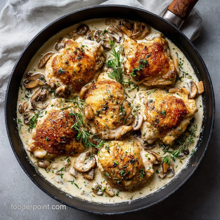 Slices of tender chicken breast arranged elegantly, topped with a rich, velvety sauce.