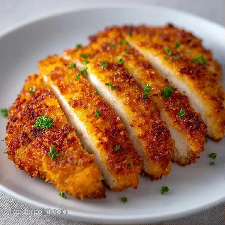 Sliced golden poultry breast on a bed of vibrant greens with a drizzle of lemon butter sauce and fresh parsley.