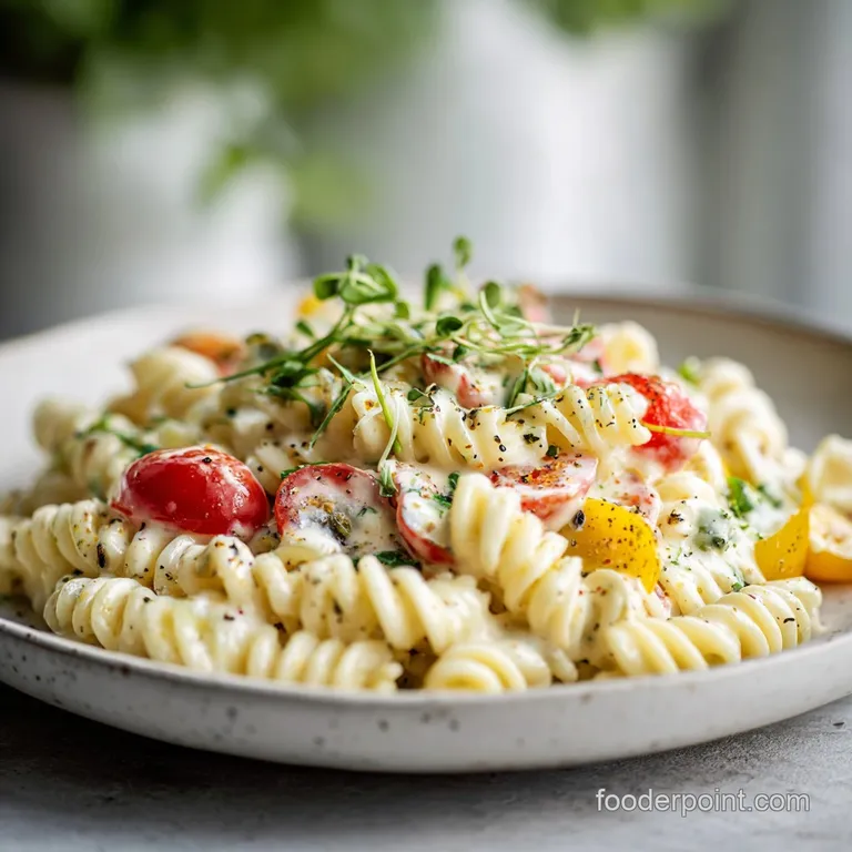 Elegant swirl of fettuccine Alfredo on a white plate, dusted with Parmesan. Garnished with vibrant green parsley sprigs, r...