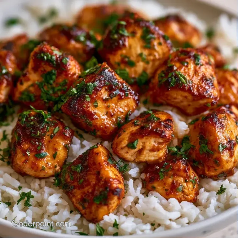 Sliced golden-brown chicken breast atop a bed of fluffy rice and colorful roasted carrots in a glass container