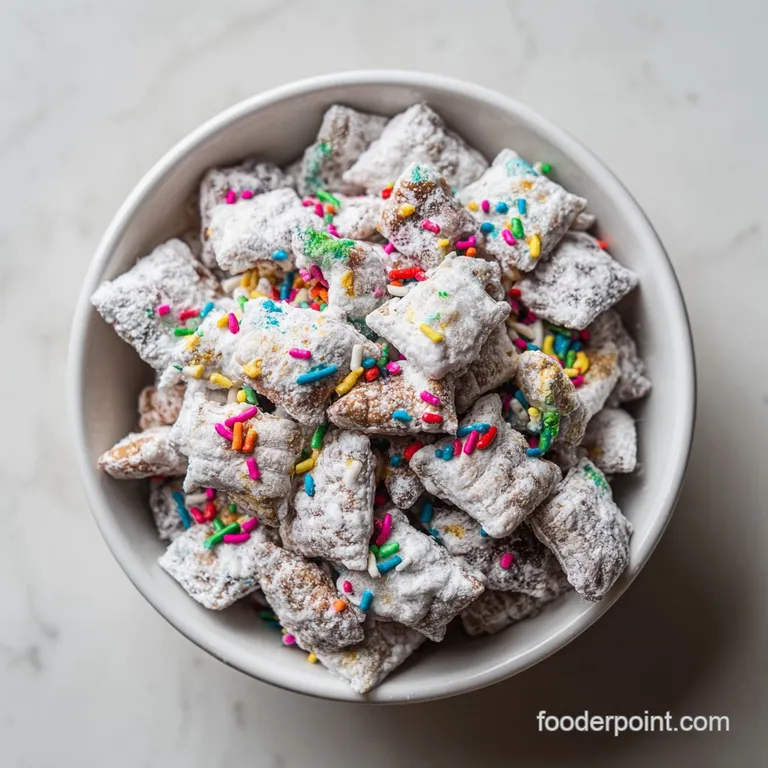 A dusting of powdery white coats the rich chocolate pieces, artfully arranged in a rustic bowl