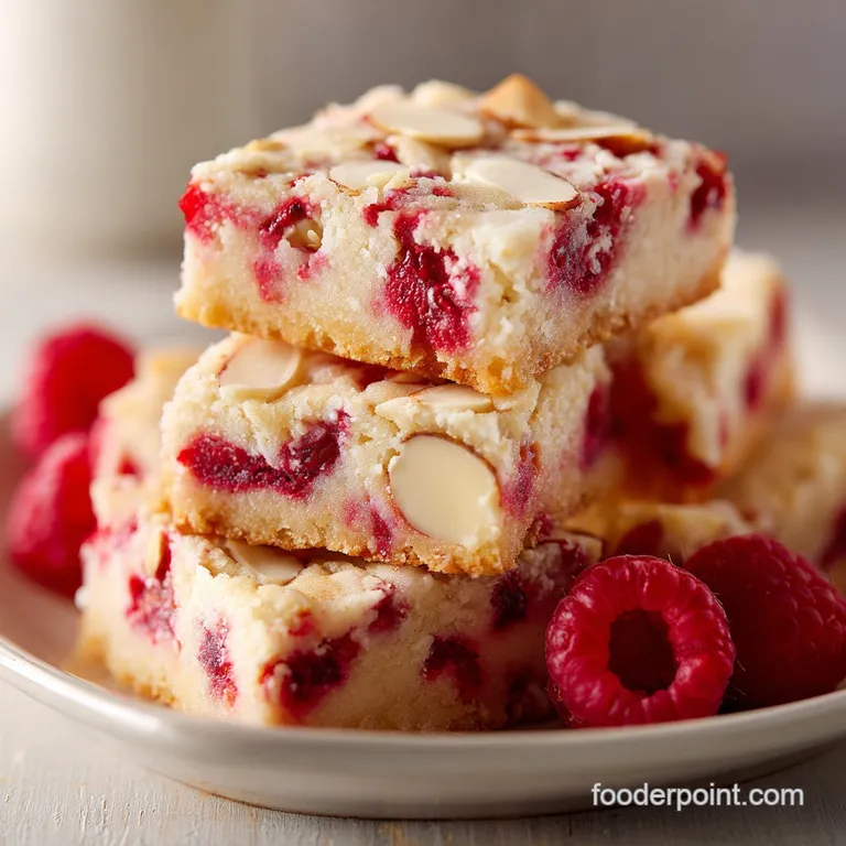 A single shortbread bar with a ruby-red raspberry swirl, artfully placed on a white plate.