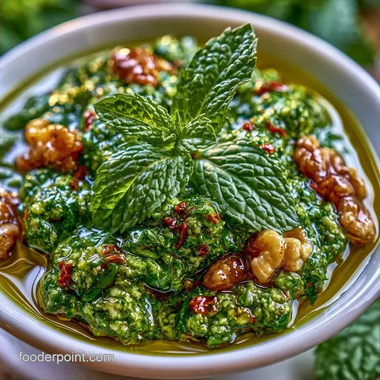 Savory Garden Fresh Mint Pesto with Toasted Walnuts