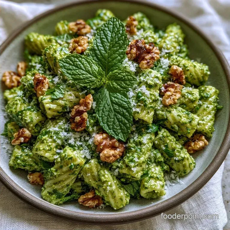 Spring Mint Pesto Pasta with Walnuts