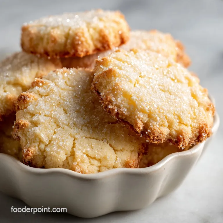 A neat stack of pale gold cookies on a white ceramic plate, accented by a glass of milk and a soft linen napkin